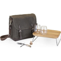 Legacy - A Picnic Time Brand Picnic Time 'Adventure' Insulated Double Wine Tote with Service for Two, Cotton, Khaki Green/Brown