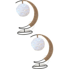 Uonlytech Pack of 2 Moon Sepak Takraw Lantern Desk Lamps Decoration Guļamistaba Hanging Moon Lamp LED Night Light Lamp Batteries Boho Decor Night Lamp for Bedroom Decorative Lamp