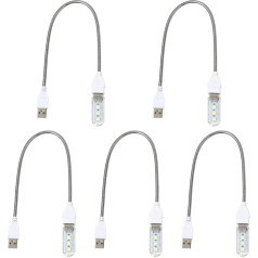 OSALADI 5 x U diska nakts gaisma Gooseneck 8 LED nakts lampa USB lasīšanas lampa USB LED lukturītis Āra kempinga gaisma LED gaismas spuldze USB nakts gaisma USB nakts lampa Studentu PVC LED nakts gaisma Lauka LED nakts gaisma