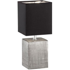 etc-shop Galda lampa Sudraba keramikas nakts lampa Dzīvojamās istabas lampa Lasāmvieta Tekstila melna 1x E14 L x W 14 x H 14 x 35 cm