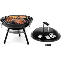14 Inch Portable Outdoor Charcoal Grill, Leonyo Small BBQ Charcoal Grill, Mini Table Charcoal Grill, Enameled Hibachi Grill for Backyard, Cooking, Camping, Picnic, Garden, Beach, Black