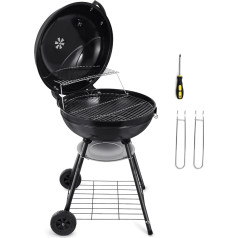 HaSteeL 55.9 cm Holzkohlegrill, 2 Schichten Grillroste Heavy Duty Kettle Outdoor BBQ Grill, Groß 355 Quadrat Zoll für Camping, Hinterhof, Kochen, runder schwarzer Emaille-Deckel und Schüssel