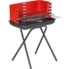 BAKAJI Holzkohlegrill aus Stahl, BBQ Feuerschale tragbar, Gartengrill, ideal für Camping, Balkon, Outdoor, stabile und robuste Struktur, zusammenklappbare Beine platzsparend, 70 x 37 x 51 cm