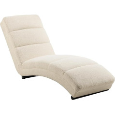 Ac Design Furniture Sidse Organic Chaise Longue Teddy audums, krēmkrāsas krāsā, mājas birojam un viesistabai, polsterēts atpūtas krēsls ar atzveltni, bez montāžas, garums: 170 x augstums: 82 x platums: 60 cm, 1 gab., iepakojumā