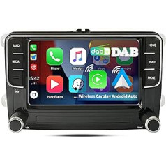 SCUMAXCON Car Radio Wireless Carplay Android Car ar DAB+ piederumiem USB FM skārienekrāna stereo iekārtai Golf Passat Caddy Tiguan Transporter CC Altas (DZT027+DAB)