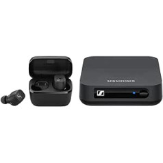 Sennheiser CX True bezvadu Bluetooth ieliekamās austiņas ar pasīvo trokšņu slāpēšanu, skārienvadību, melnu un 508258 BT T100 Bluetooth audio raidītāju Hi-Fi vai mājas izklaidei, melns