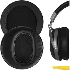 Geekria QuickFit Protein Leder Ersatz Ohrpolster für DENON AH-D2000, D5000, D5200, D7000, D7200, D9200 Kopfhörer Ohrpolster austiņas Ohrpolster Reparaturteile (Schwarz)