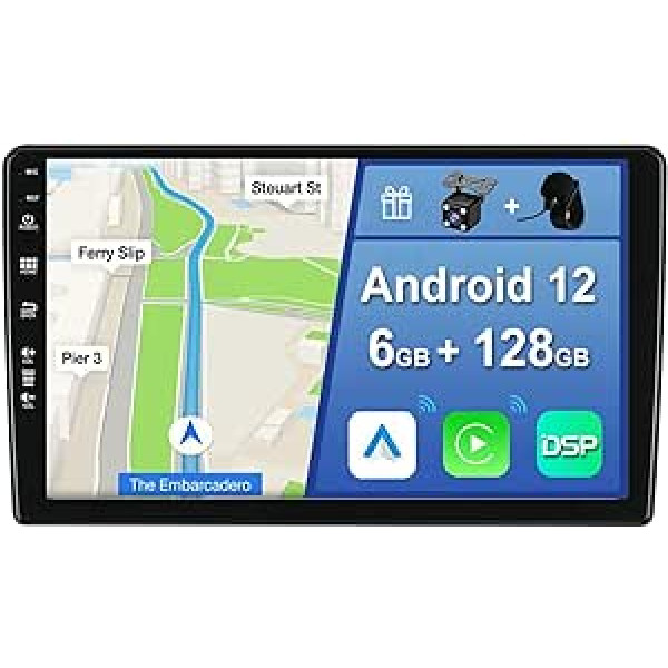 YUNTX [6 GB+128 GB] Android 12 automašīnas radio ierīcei Citroen Berlingo (2008-2019) [iebūvēta CarPlay/Android Car/DSP/GPS] 9 collu IPS 2.5D kamera + MIC-DAB/Mirror Link/Bluetooth 5.0 360 K. kameras/stūres vadība