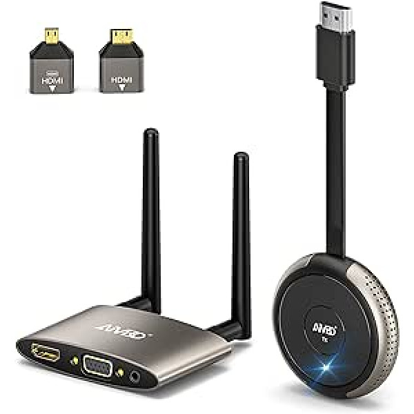 Bezvadu HDMI raidītājs un uztvērējs 4K, 5G 165FT/50M HDMI paplašinātājs HDMI VGA video/audio divu ekrānu pārraide, tiešraide klēpjdatoram, planšetdatoram, kamerai, atbalsts Nefix/TikTok/YouTube