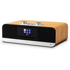 Roberts Blutune300 garso sistema – FM radijas Bluetooth CD USB dvigubas žadintuvas žemųjų dažnių stiprintuvas EQ stereo srautinis nuotolinio valdymo pultas Cherry Wood