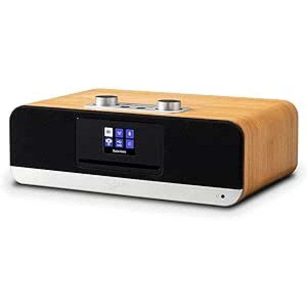 Roberts Blutune300 audio sistēma — FM radio Bluetooth CD USB Dual Alarm Bass Pastiprinātājs EQ Stereo straumēšanas tālvadības pults Cherry Wood