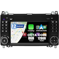 Kymmtun Car Radio Android 12 Benz B200, B klase, W245, B170, Viano Vito W639 A180 A160 W906 (2006-2012) 7 collu (8GB + 128GB) Carplay ar 4G + WiFi GPS USB Bluetooth Android automašīnas stūri