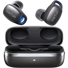 EarFun Bluetooth austiņas ausī, bezmaksas Pro 2 bezvadu ar 6 mikrofoniem QuietSmart™ 2.0 hibrīda aktīvo trokšņu slāpēšanu, caurspīdīgs režīms, 30 stundu akumulators, IPX5 ūdensizturīgs, bezvadu uzlāde