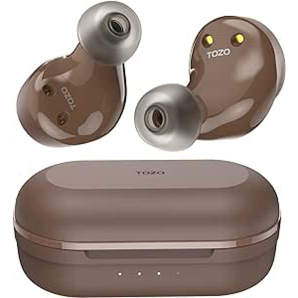 TOZO NC9 Bluetooth austiņas ar aktīvo trokšņu slāpēšanas skārienvadību Bluetooth 5.0 in-ear stereo ar uzlādes korpusu, iebūvētas mikrofona austiņas Premium Deep Bass priekš Sports Brown