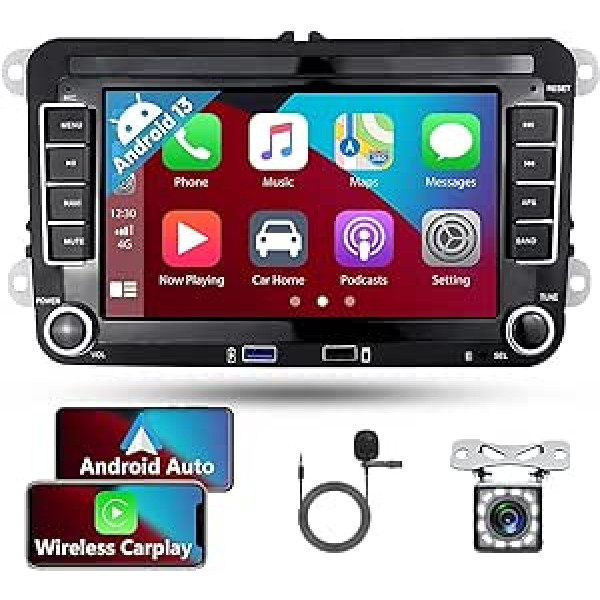 Android Car Radio Carplay ar navigācijas sistēmu priekš VW Golf 5 Skoda Polo Passat Hikity auto radio ar ekrānu 7 collu skārienjutīgs displejs Bluetooth automašīnas radio ar GPS/WiFi FM/RDS/USB + atpakaļgaitas kameru