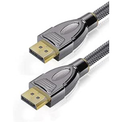 PremiumTech Europe DisplayPort 2.0 Cable 16K HDR Enabled Cable for Monitors, Projectors, Laptops, Gaming Devices - 77.37Gbps High Speed Data Transfer, Multi-Monitor Support (2m)