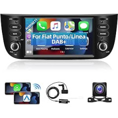 Podofo DAB+ Android 11 automašīnas radio priekš Fiat Punto 2010-2016 / Linea 2012-2015 ar Wireless Carplay Android Car, 6,2 collu skārienjutīga displeja automašīnas radio ar GPS Navi, WiFi, Bluetooth, USB, DAB RDS FM, HiFi