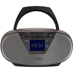 Aiwa BBTU-500DAB/BK nešiojamas CD radijas Dab+ su 2,4 colio spalvotu ekranu, Bluetooth 5.0, USB, CD/CDR/RW/MP3, Dab+, spalva: juoda