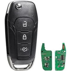 433MHz 3 pogu Flip Car Key Fob for Ford Fiesta Focus Fusion Edge Mustang MK8 Ranger KA Tourneo Mondeo Transit Custom Connect with ID47 (49chip) HU101 Blade