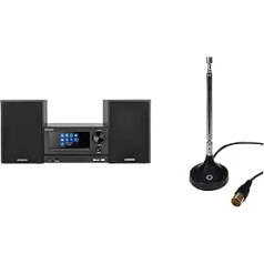 Kenwood M-7000S-B Micro Stereo System Black with Bluetooth, USB, CD and Radio DAB+ or FM & Oehlbach Radio Rod FM DAB+ Rod Antenna for DAB+ FM FM Stereo Radio Reception Black 17207