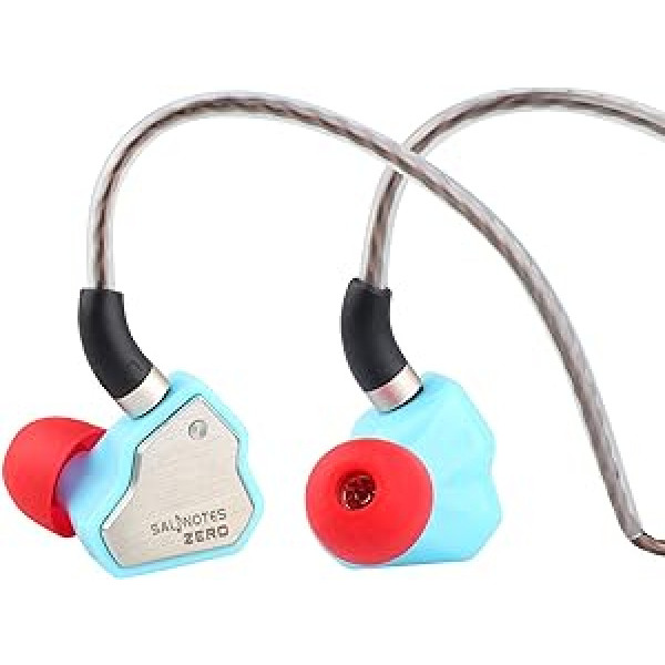 LINSOUL 7Hz Salnotes Zero HiFi 10 mm Dynamic Driver In-Ear Austiņas IEM ar metāla kompozītmateriālu membrānu, nerūsējošā tērauda priekšējo plāksni, noņemamu 2-pin OFC kabeli (zils, bez mikrofona, 3,5 mm)