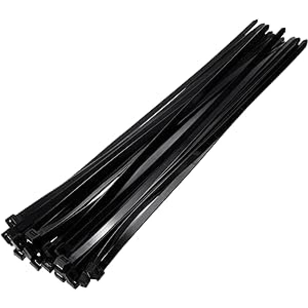 ieguves karte 30Stk 12mm x 600mm Kabel Kabelbinder Lang Neilon Kabel Krawatten Selbstverriegelnde Spannbänder für Draht Management Schwarz