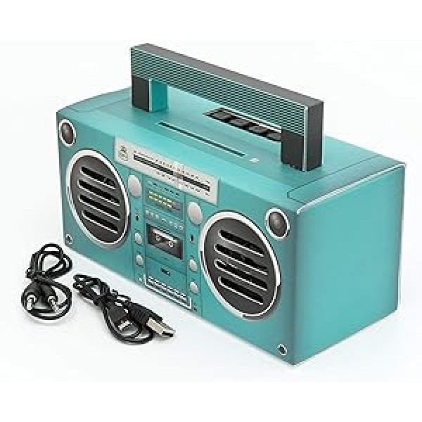 GPO Bronx portatīvais mini Bluetooth skaļrunis retro stilā ar akumulatoru, USB/TF karti/AUX portu, Aqua