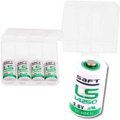 Saft LS14250 1/2 AA Li-SOCl2 akumulators ar ārkārtēju enerģiju (1200 mAh, 3,6 V, 5 er Pack) weiß/grün