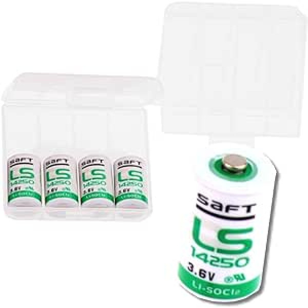 Saft LS14250 1/2 AA Li-SOCl2 akumulators ar ārkārtēju enerģiju (1200 mAh, 3,6 V, 5 er Pack) weiß/grün