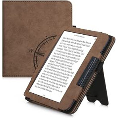 kwmobile Flip Case saderīgs ar Kobo Libra 2 - Pārsegu rokas siksna - Compass Vintage Brown