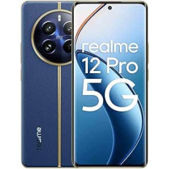 realme 12 Pro 5G viedtālrunis, 8 + 256 GB, Sony portreta kamera 2X optiskā tālummaiņa, IMX882 OIS kamera, 6,7 collu 120 Hz izliekts redzamības displejs, 67 W SUPERVOOC uzlāde, 5000 mAh liela akumulators, zils