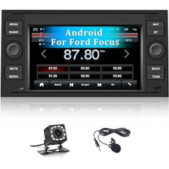 CAMECHO Android 10 automašīnas radio ar satelīta navigācijas sistēmu Ford 7 collu ekrānam, automašīnas radio Bluetooth un USB/FM/RDS/WiFi/Mirror Link+ atpakaļgaitas kameru priekš Ford Transit Fiesta Kuga Focus