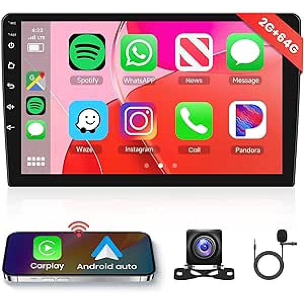 2G + 32G Android 12 Car Radio 2 DIN ar bezvadu Apple Carplay Android automašīnu GPS navigāciju WiFi 9 collu automašīnas radio ar Bluetooth FM/RDS AI DSP/USB/DAB+/OBD2/Hi-Fi/DVR stūres vadība + atpakaļgaita