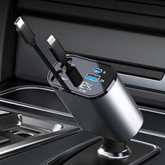 Aimtel izvelkamais automašīnas lādētājs 60 W USB ātrās uzlādes automašīnas lādētājs cigarešu šķiltavas adapteris, kas saderīgs ar iPhone/Samsung/Google/Huawei/planšetdatoru