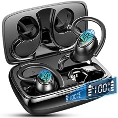 Bluetooth Kopfhörer Sport, Kopfhörer Kabellos Bluetooth 5.3 Stereo mit Dual LED Anzeige, 48Std Spielzeit Kabellose Kopfhörer Wireless mit Mics, IP7 Wasserdicht In-Ear Ohrhörer ohne Kabel für Sport