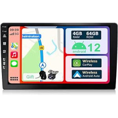 YUNTX [4G + 64G] Android 12 automašīnas radio [Integrēts CarPlay/Android Car/DSP] GPS Bluetooth 5.0 ar atpakaļgaitas kameru - 10,1 collas - atbalsta DAB/Stūres vadību/4G/WiFi/Mirrorlink/USB