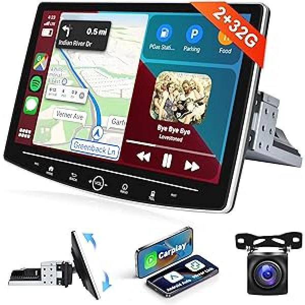 2+32G podofo auto radio 1Din Carplay bezvadu Android 11 ar ekrānu 10 collu šūpojošs Andorid automašīnas HI-FI skaņa FM RDS radio Dual USB mikrofons automašīnas radio ar atpakaļgaitas kameru AHD DAB+