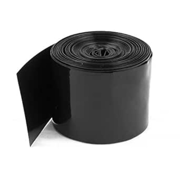 Sourcingmap® 50 mm/30 mm PVC termosarūkošās caurules apvalks, melns, 5 m 16,4 ft par 2 x 18650 akumulatoru