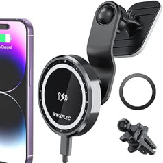 XWXELEC Magsafe Car Charger, 15 W Magsafe Car Mount with Charging Function, Mobile Phone Holder Car Magsafe for iPhone 12/13/14/15/Pro/Max/Plus/Mini Magsafe Fast Charging