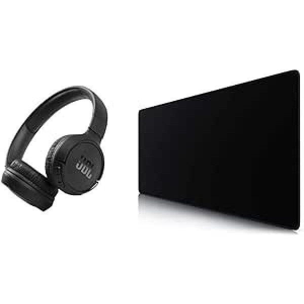 JBL Tune 510BT — Bluetooth austiņas melnā krāsā — salokāmas austiņas ar brīvroku funkciju un CSL dators — XXL ātruma spēļu Titanwolf peles paliktnis, melns 900 x 400 mm — XXL peles paklājiņš