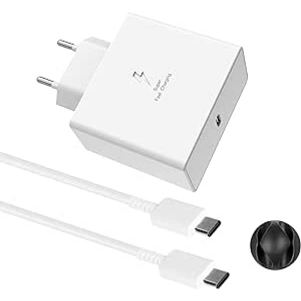 45 W USB C ātrais lādētājs Īpaši ātrs barošanas avots USB C lādētājs ar 2 m 5A USB C uzlādes kabeli Samsung Galaxy S23 S22 S21 S20 Ultra/ S23+/S22+/Note 20/10 +/S20/S21FE, Tab S9/S9+/S8 /S8+/S7 Ultra