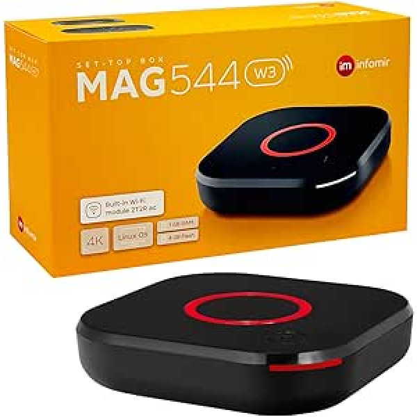 MAG 544w3 oriģinālais Infomir & hb-digital 4K televizora pierīces multivides atskaņotājs interneta TV uztvērējs UHD 60FPS 2160p @ 60 FPS HDMI 2.1 4K un HEVC atbalsts USB 3.0 4X ARM Cortex-A35 + HDMI kabelis