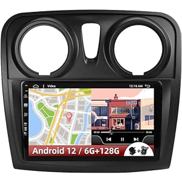 2DIN Android 10 Car Radio Navigator priekš Renault Dacia/Logan 2/Sandero 2012-2017 | 4 LED atpakaļskata kamera un mikrofons | 9 collu skārienekrāns | 6G + 128G | Atbalsta DAB + 4G WLAN BT5.0 MirrorLink RDS