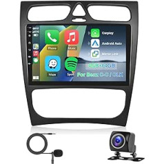 Hodozzy Car Radio 4G + 64G Mercedes-Benz C-Class / CLK 2002 2003 2004 Android 8 Core 9 collu IPS ekrāna navigācija Carplay bezvadu Android Car Mirror Link 2 DIN radio Bluetooth DSP WiFi FM RDS