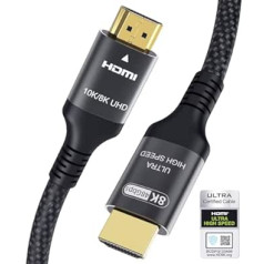 Adauxter 10k 8k HDMI 2.1 7.5 m kabelis, sertificēts īpaši liela ātruma HDMI kabelis 4K 144Hz 120Hz 8K60Hz eARC DTS:X Dolby Atmos HDR10+ HDCP2.3 saderīgs ar Mac PS5 Xbox Gaming PC TV RTX4090