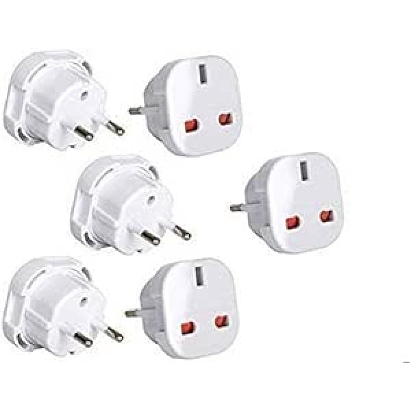 Ceļojuma adapteris Melns Apvienotā Karaliste uz ES Pin Q4U pārveido Power Euro Plug 6 Pack