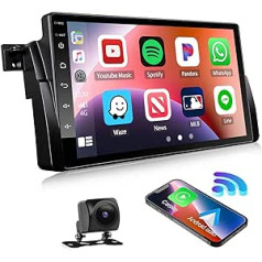 CAMECHO Android 11 automašīnas radio ar satelīta navigācijas ierīci BMW E46 radio, 9 collu automašīnas radio skārienjutīgs displejs ar Carplay Android Car FM RDS stūres vadību Bluetooth un USB + atpakaļgaitas kameru