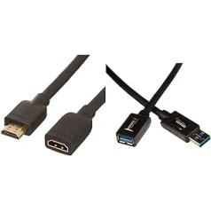 Amazon Basics PBH-1441 High Speed HDMI Extension Cable 1.8m & USB 3.0 Extension Cable A Male to A Female 2m