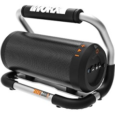 WORX WX009.9 „Bluetooth“ akumuliatoriaus garsiakalbis 20 V – Aux-In jungtis ir USB prievadas – veikimo laikas apytiksl. 10 valandų – 4,2 „Bluetooth“ – suderinamas su „PowerShare“ – baterija ir įkroviklis neįskaičiuoti