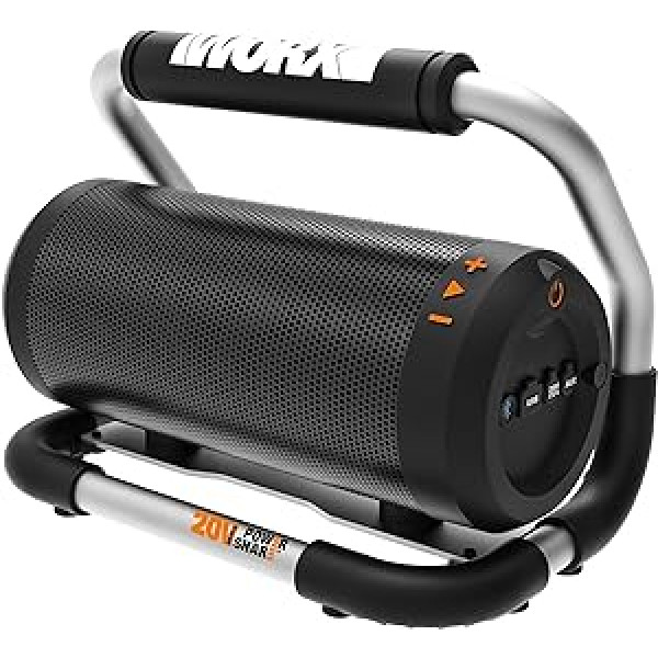 WORX WX009.9 Bluetooth akumulatora skaļrunis 20 V — Aux-In savienojums un USB ports — darbības laiks apm. 10 stundas — 4,2 Bluetooth — saderīgs ar PowerShare — akumulators un lādētājs nav iekļauti